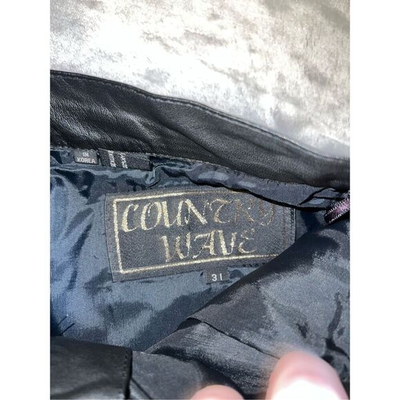 Women’s Vintage Black Leather Straight Leg Pants 31 - Picture 11 of 12